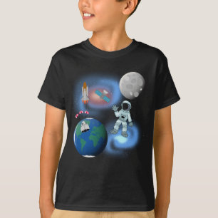 Astronaut in ruimteslijfthema t-shirt