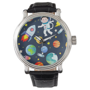 Astronaut in ruimtevaartuigen en raketten horloge