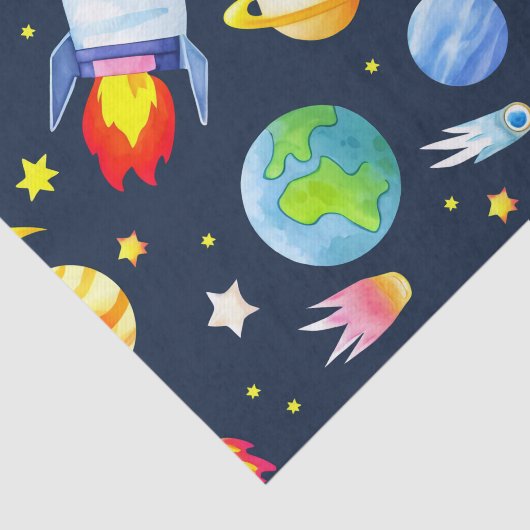 Astronaut in ruimtevaartuigen en raketten tissuepapier (Detail)