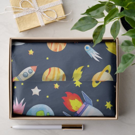 Astronaut in ruimtevaartuigen en raketten tissuepapier (Geschenk)