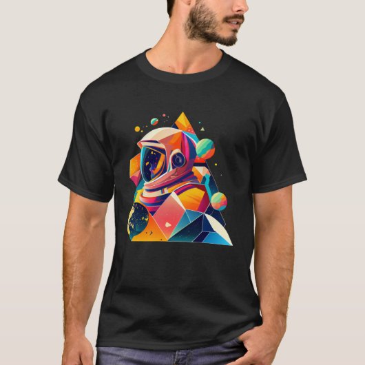 Astronaut in Space Aesthetic Wave Planet Eclipse T-shirt (Voorkant)