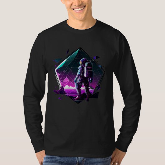 Astronaut in Space Aesthetic Wave Planet Eclipse   T-shirt (Voorkant)