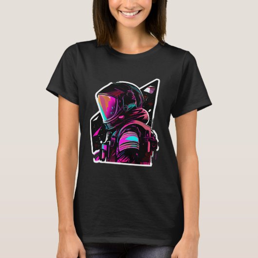 Astronaut in Space Aesthetic Wave Planet Eclipse   T-shirt (Voorkant)