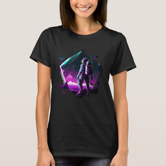 Astronaut in Space Aesthetic Wave Planet Eclipse T-shirt (Voorkant)