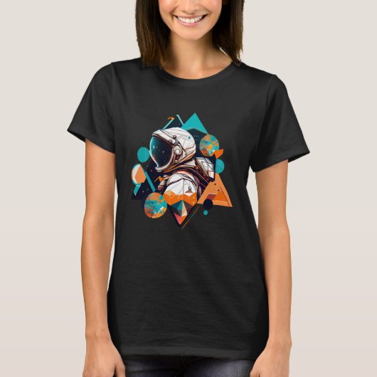 Astronaut in Space Aesthetic Wave Planet Eclipse   T-shirt (Voorkant)