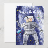 Astronaut in Space Birthday Card Kaart (Voorkant / Achterkant)