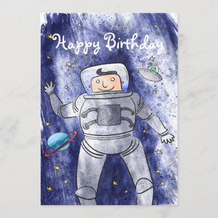Astronaut in Space Birthday Card Kaart