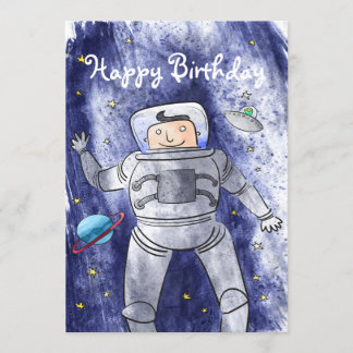 Astronaut in Space Birthday Card Kaart