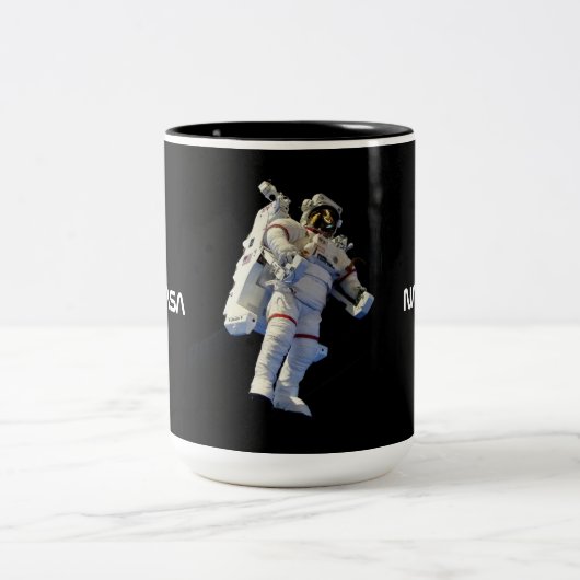 Astronaut in Space Black Tweekleurige Koffiemok (Center)