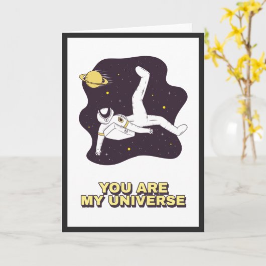 Astronaut in Space Cosmic Valentijnsdag Universe Kaart (Gele Bloem)