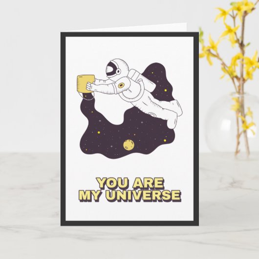 Astronaut in Space Cosmic Valentijnsdag Universe Kaart (Gele Bloem)