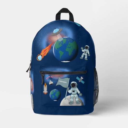 Astronaut in Space Galaxy Persoonlijke naam Bedrukte Rugzak (Voorkant)