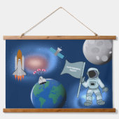 Astronaut in Space Galaxy Persoonlijke naam Hangend Wandkleed (Voorkant)