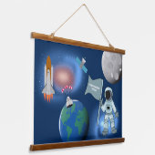 Astronaut in Space Galaxy Persoonlijke naam Hangend Wandkleed (Gebogen)