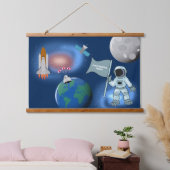 Astronaut in Space Galaxy Persoonlijke naam Hangend Wandkleed (Slaapkamer)