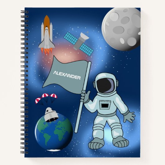 Astronaut in Space Galaxy Persoonlijke naam Notitieboek (Voorkant)