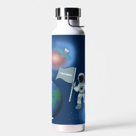 Astronaut in Space Galaxy Persoonlijke naam Waterfles
