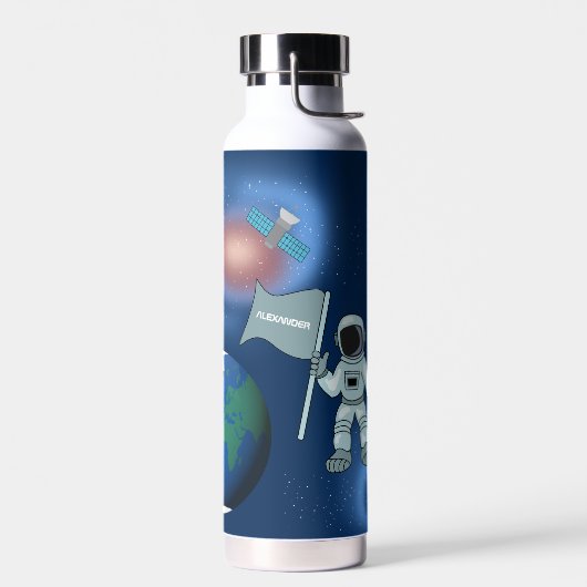 Astronaut in Space Galaxy Persoonlijke naam Waterfles (Links)
