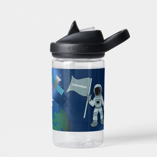 Astronaut in Space Galaxy Persoonlijke naam Waterfles (Links)