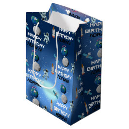 Astronaut in Space Galaxy Theme Birthday Name Medium Cadeauzakje