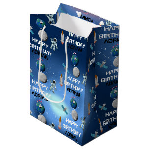 Astronaut in Space Galaxy Theme Birthday Name Medium Cadeauzakje
