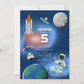 Astronaut in Space Galaxy Theme Birthday Party Kaart (Voorkant)