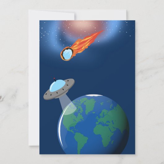 Astronaut in Space Galaxy Theme Birthday Party Kaart (Achterkant)