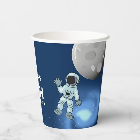 Astronaut in Space Galaxy Theme Birthday Party Papieren Bekers (Achterkant)