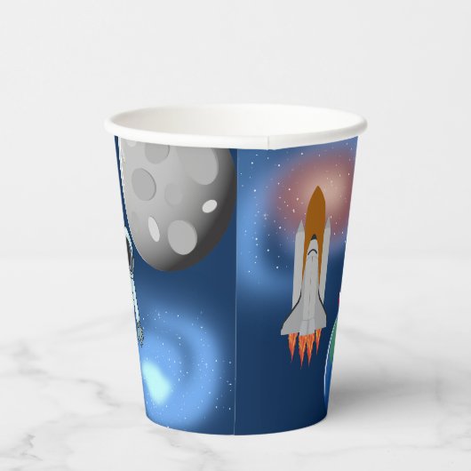 Astronaut in Space Galaxy Theme Birthday Party Papieren Bekers (Rechts)