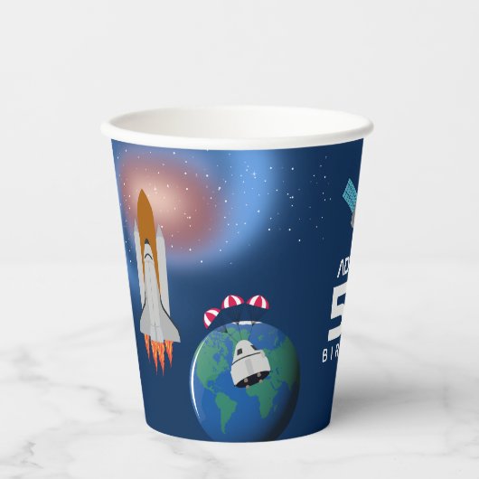 Astronaut in Space Galaxy Theme Birthday Party Papieren Bekers (Voorkant)