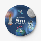 Astronaut in Space Galaxy Theme Birthday Party Papieren Bordje (Voorkant)