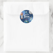 Astronaut in Space Galaxy Theme Birthday Party Ronde Sticker (Tas)
