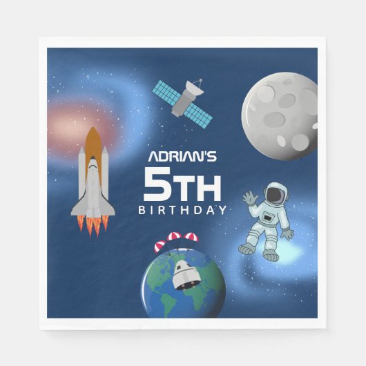 Astronaut in Space Galaxy Theme Birthday Party Servet (Voorkant)