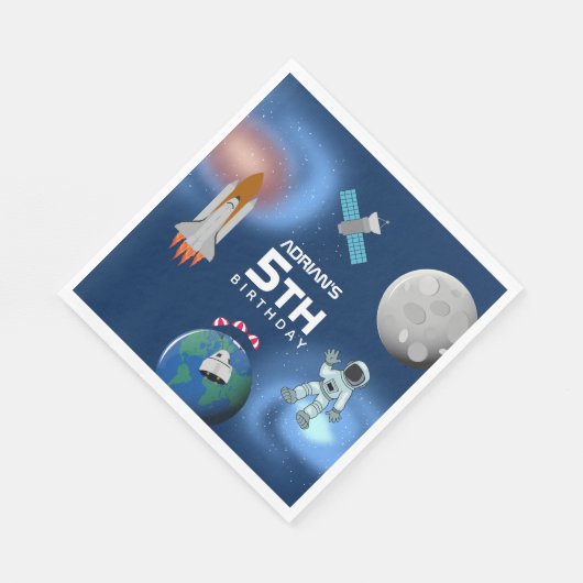 Astronaut in Space Galaxy Theme Birthday Party Servet (Hoek)