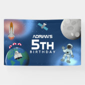 Astronaut in Space Galaxy Theme Birthday Party Spandoek (Horizontaal)