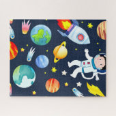 Astronaut in Space Planets and Rockets Pattern Legpuzzel (Horizontaal)