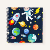 Astronaut in Space Planets and Rockets Pattern Notitieboek (Voorkant)