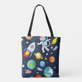 Astronaut in Space Planets and Rockets Pattern Tote Bag (Achterkant)