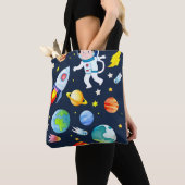 Astronaut in Space Planets and Rockets Pattern Tote Bag (Dichtbij)