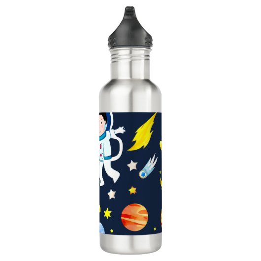 Astronaut in Space Planets and Rockets Pattern Waterfles (Rechts)