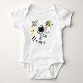 Astronaut in space with babies name romper (Voorkant)