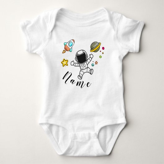 Astronaut in space with babies name romper (Voorkant)
