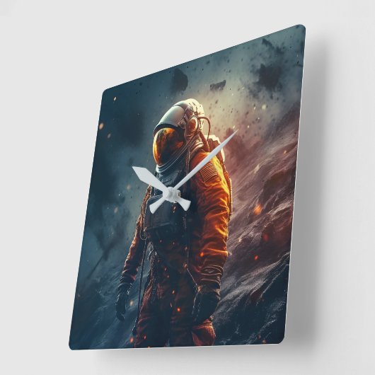 Astronaut in the space vierkante klok (Hoek)