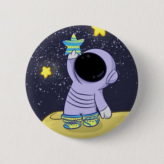 Astronaut in verschillende sokken knop ronde button 5,7 cm (Voorkant)