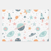 Astronaut Inpakpapier Plat Vellen Set van 3 (Voorkant)
