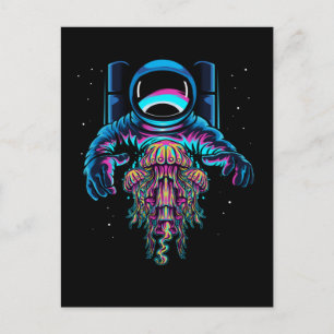 Astronaut Jelly Fishes Colorful Cosmonaut Briefkaart