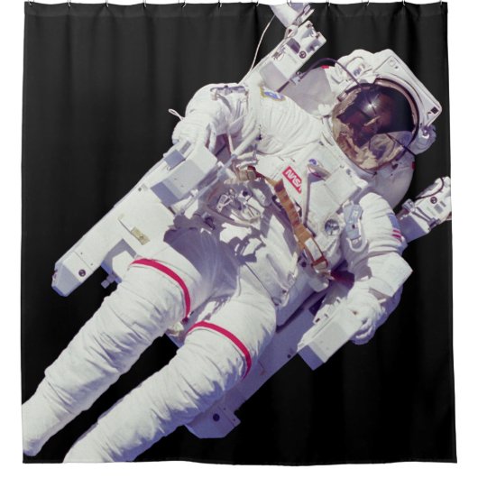 Astronaut Jetpack Ruimtewandeling Aarde Omloopbaan Douchegordijn (Voorkant)