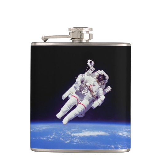 Astronaut Jetpack Ruimtewandeling Aarde Omloopbaan Heupfles (Voorkant)