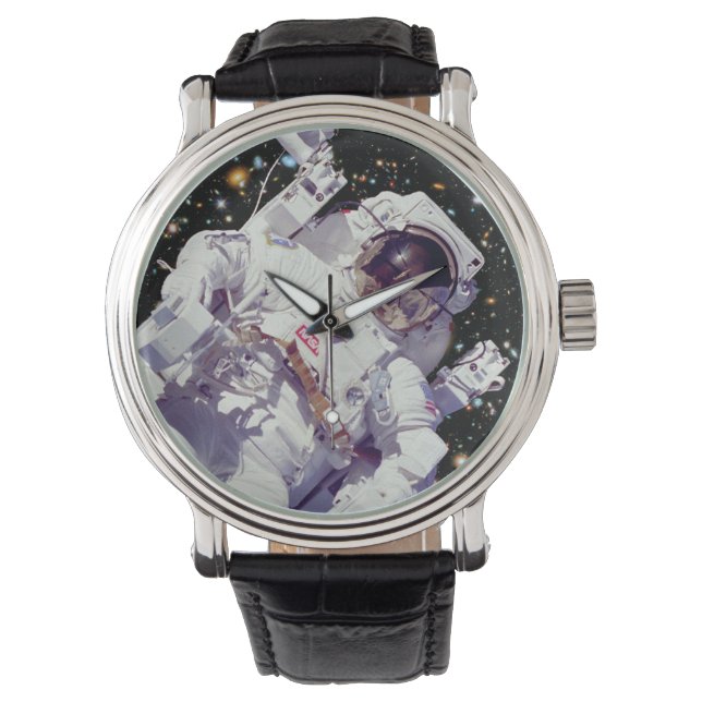Astronaut Jetpack Ruimtewandeling Aarde Omloopbaan Horloge (Voorkant)