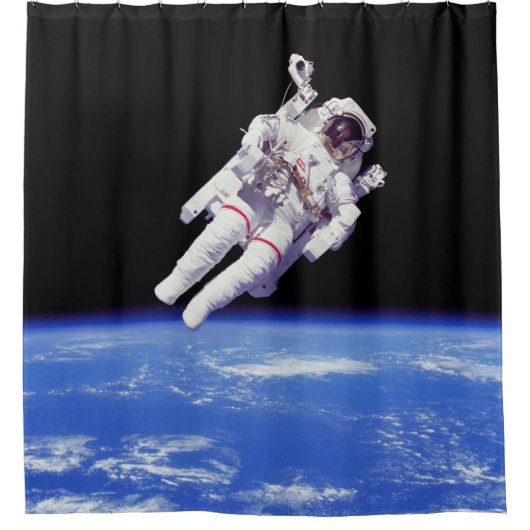Astronaut Jetpack Spacewalk Earth Orbit Foto Douchegordijn (Voorkant)